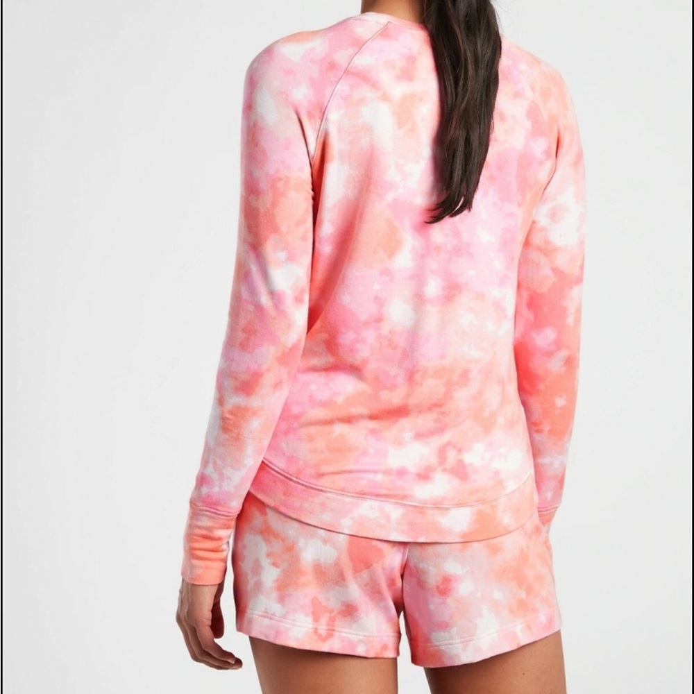 Athleta Mindset Tie Dye Lightweight Sweatshirt Pink Orange Colourway XL Tall